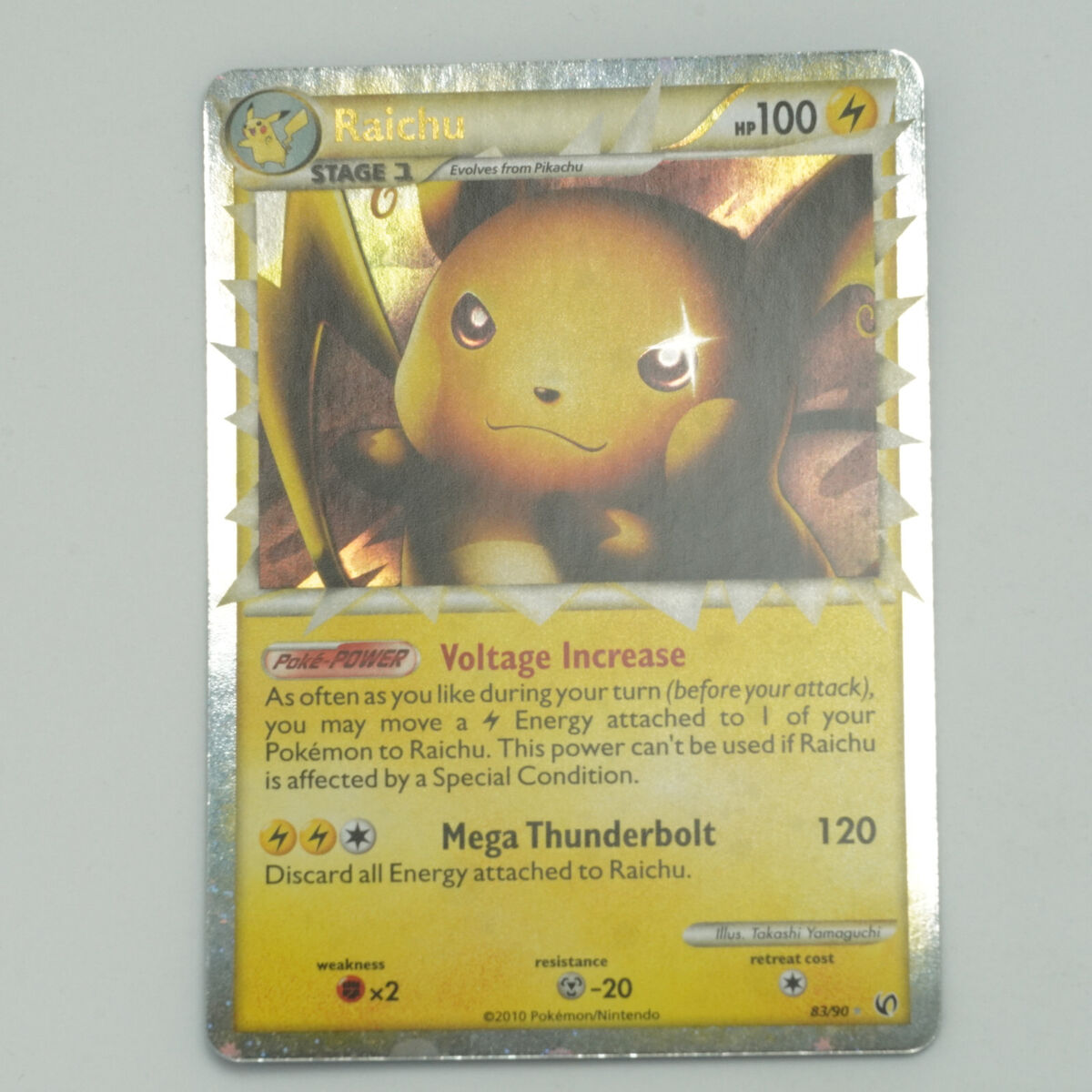 Raichu 83/90 Prime Holo Ultra Rare HS Undaunted Pokemon Card Raichu 83/90 Prime Holo Ultra Rare HS Undaunted Pokemon Card