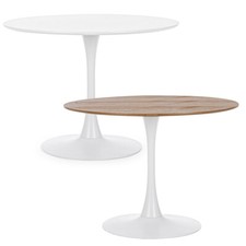 TAVOLO ROTONDO Ø100 CM TOP BIANCO O VENEER BASE ACCIAIO PRANZO BAR CUCINA BLOOM