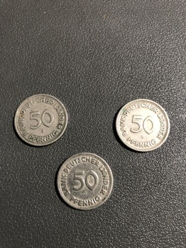 3 Verschiedene 50 pfennig Fehlprägungen 1949 Bank Deutscher Länder ansehen ! - Bild 1 von 2