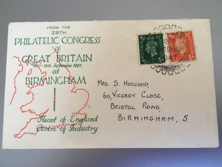 GB STAMPS RARE EARLY PHILATELIC CONGRESS SOUVENIR COVER 1947 BIRMINGHAM