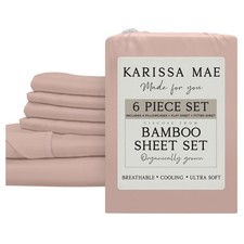 Queen Bamboo Viscose Sheet Set 6 Piece 4 Pillowcases Dusty Rose Luxury Size Soft