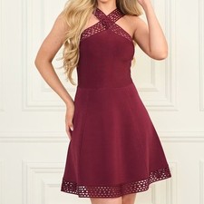 Marciano by Guess Luana Fit-and-Flare Dress Wine Size 10 NWT