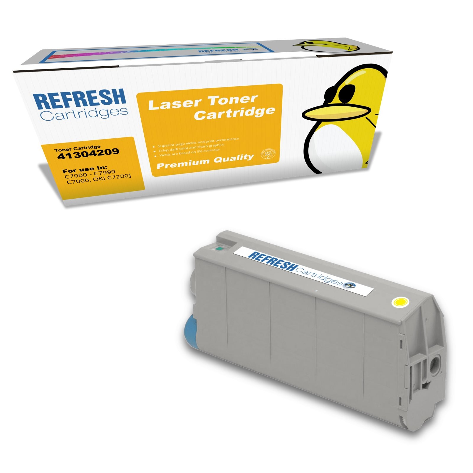 Refresh Cartridges Yellow 41304209 Toner Compatible With Oki Printers