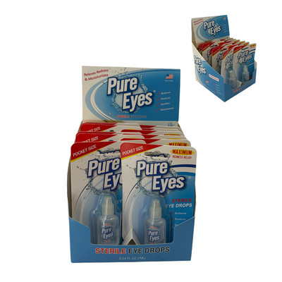 Pure Eyes - Redness Relief Eye Drops Display - 12 pcs for Bulk for Retail Owners