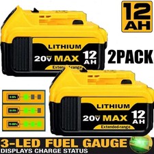 2Pack 12.0AH For DeWalt 20V 20 Volt Max XR Lithium Ion Battery DCB206-2 DCB205-2