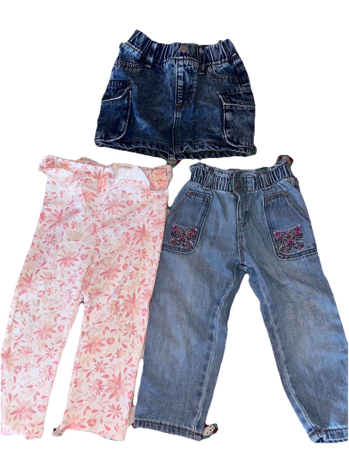 lot of 3 pants and jean skirt for baby girl size 18 months