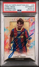 2023-24 Topps Inception UEFA CC Lionel Messi #35 014/150 PSA AUTHENTIC Auto 10
