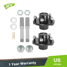 Pre-Greased Pair of 5-Bolt On 4-1/2 Inch Hub Assembly and 1" Round BT8 Spindle