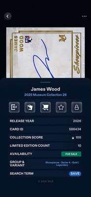 James Wood Digital Bunt 26 Museum Collection Series 4 Auto Legendary/10