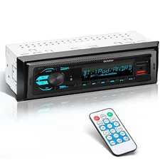 Single DIN Multimedia Car Stereo Radio,7 Character LCD,Bluetooth with Hands F...