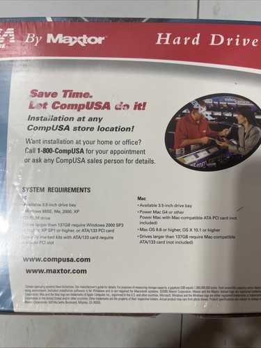 Vintage CompUSA Maxtor Hard Drive HDD 80GB 7200rpm Ultra ATA /133 ~New Sealed - Afbeelding 5 van 7