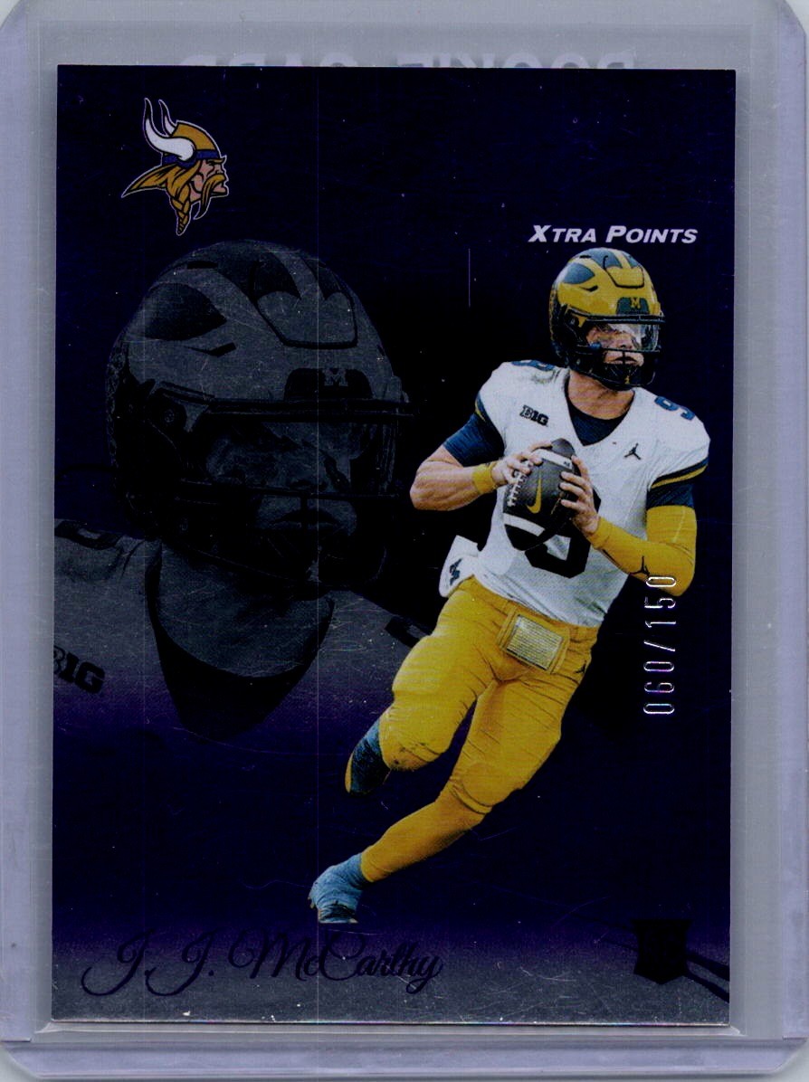J.J. McCarthy 2024 Prestige Purple #311 Rookie #/150 Vikings Color Match