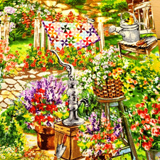 Floral Timeless Treasures Fabric FloralGarden with Multicolored Quilt 72" x 43"