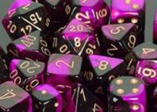 7 Gemini Black-Purple w/ Gold Polyhedral Dice - CHX26440 