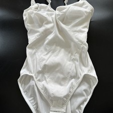 Vtg Bodysuit Lingerie Olga Second Skin 34DD Women s Shaper 43033 Nylon White