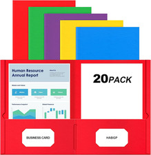 2 Pocket Folders, 20 Pack Paper Folders with Pockets, 20 Assorted Colors Fit 8