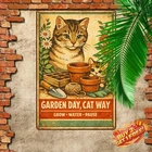 Easily Distracted by Cats and Garden Funny Vintage Tin Metal Sign 8x12
