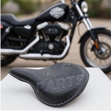 Für Harley WL WLA WLC Schwarz Leder Solo Sitz - Flathead Bobber Sattel