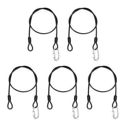 5Set 1/8'' Dia 1.6ft Security Steel Cable with Loops Black + Quick Links