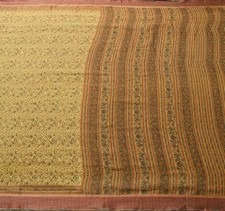 Sushila Vintage Floral Cream Saree 100 Pure Cotton Printed Soft Craft Fabric