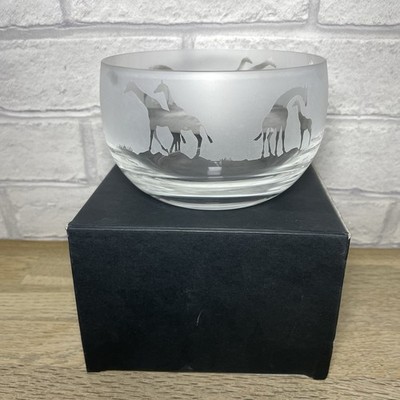 Milford Collection Animo Glas SANDGESTRAHLTER FRIES Schale Giraffe verpackt Geschenk