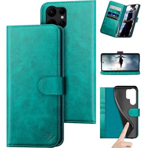 compatible with Samsung Galaxy S25 Ultra Genuine Leather Wallet Blue Green - 第 2/7 張圖片