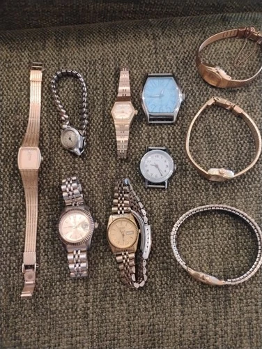 Vintage Watch Lot Of 10 Mostly Seiko Parts Or Repair