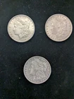 Lot Of (3) AU Morgan Silver Dollars $3 Face 2.32 Oz Silver