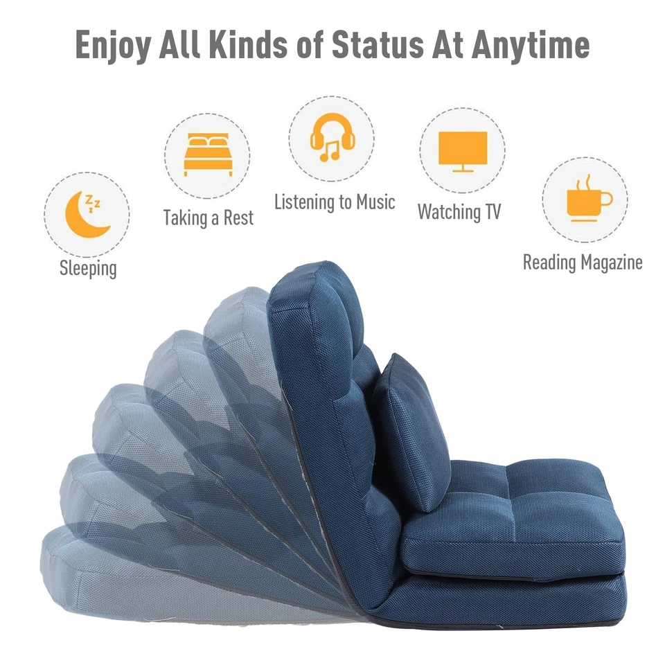 Sofá chaise lounge interior, silla de piso con respaldo para adultos, 14 ángulos... Foto 3 de 4