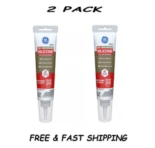 ( 2 PACK) GE Advanced Silicone Kitchen & Bath Sealant, White 2.8 fl oz Tube.