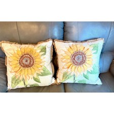 House and Garden set of 2 sunflower throw pillow covers with pillows