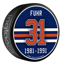 Hockey Edmonton Oilers Commemorative Retirement Number Banner Puck Grant Fuhr