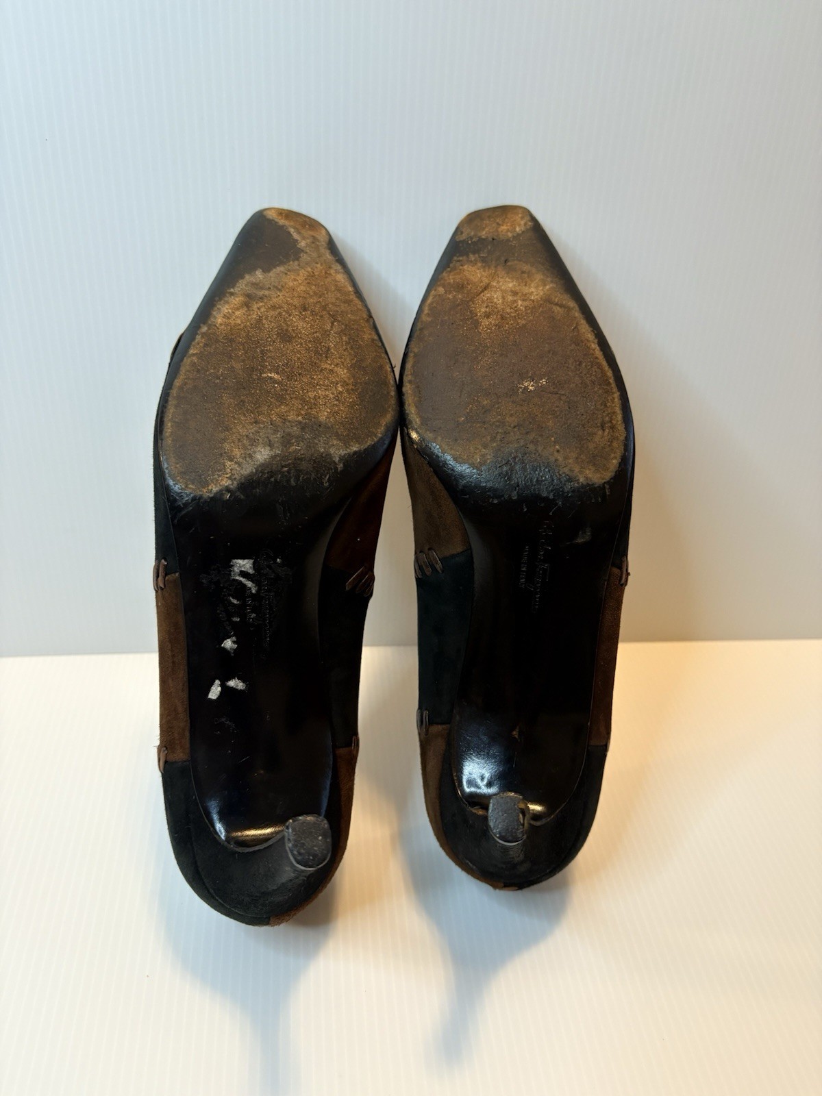 SALVATORE FERRAGAMO BROWN/BLACK PATCHWORK SUEDE W… - image 10