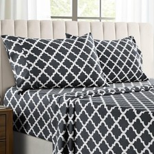 LUX D cor Quatrefoil King Sheet Set - 4 Piece Ultra-Soft Microfiber Bed Sheets w