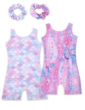 Tstiti Gymnastics Leotards for Girls 2 Pack Sparkly 1-2T, Mermaid Spots