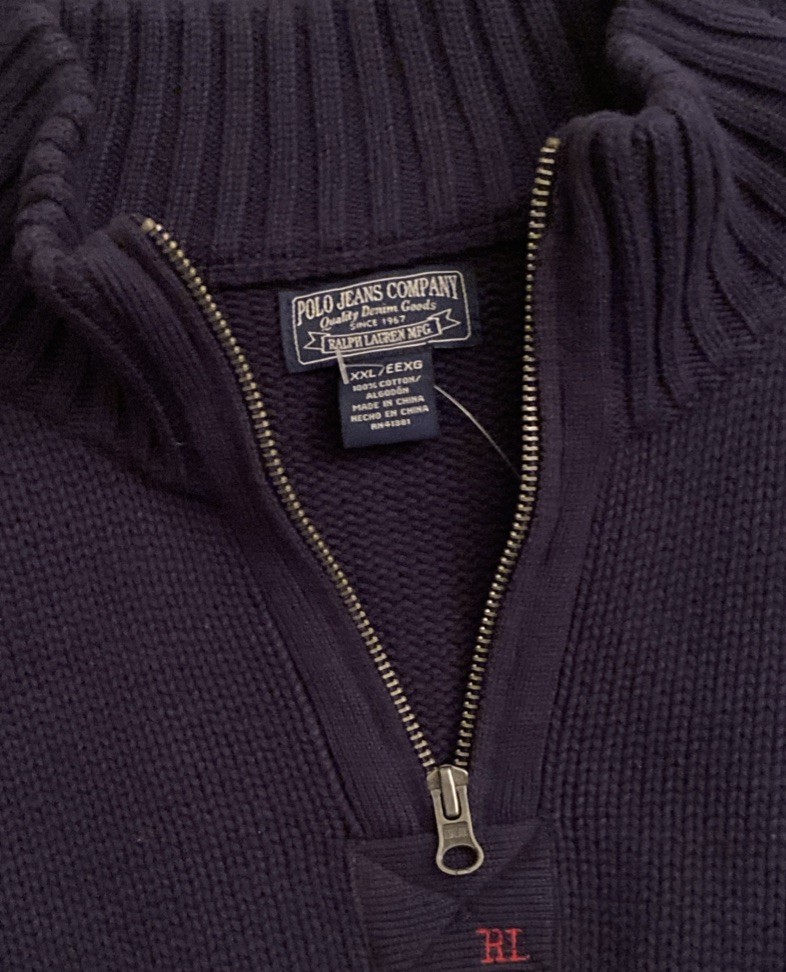 Vintage 90's Polo Jeans Co Ralph Lauren 1/4 Zip Knit Sweater 2XL