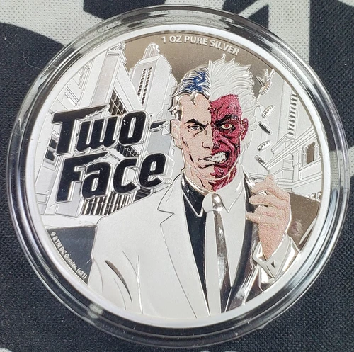 2022 Samoa DC "Two-Face" Antiqued & Proof-Like - 1 oz .9999 Fine Silver