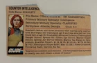 Vintage G.I. Joe File Card - Counter Intelligence, Code Name: Scarlett