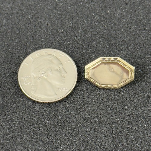 Vintage 40s Art Deco Style Blank Engravable Octagonal Brooch Pin Pinback #50942 - Picture 2 of 3