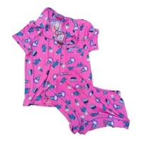 Chelsea Peers Pink Cactus Pyjama Set BNWT Womens XS Button Up Shorts Cute