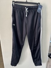 NWT Girls Under Armour Black Joggers Sweatpants Sz YM