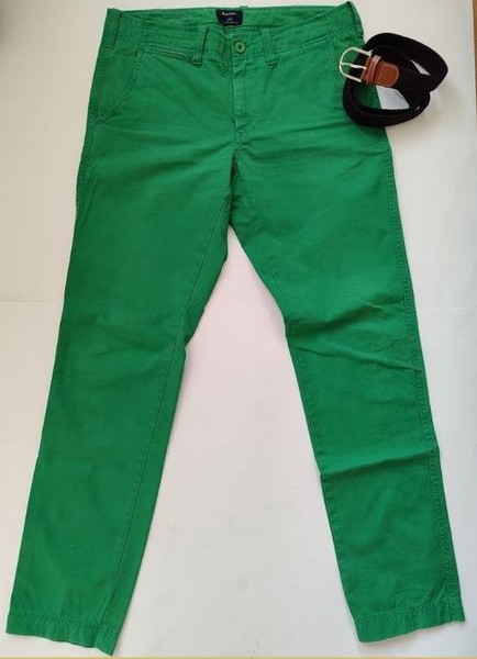Men Gant Trousers Green Cotton L