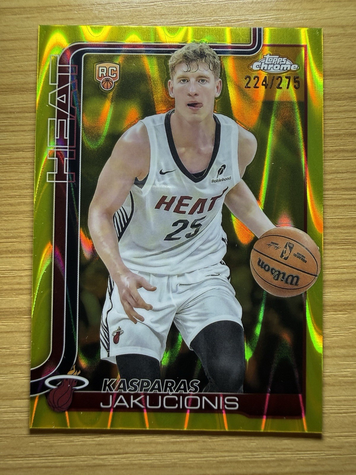 2025-26 Topps Chrome #270 Kasparas Jakucionis Yellow RayWave Refractor /275