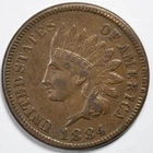 1884 Indian Head Penny Cent Extremely Fine (XF)