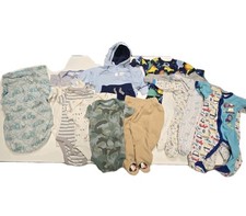 Lot of Baby Boys clothes size 0-3 15 pieces with swaddle, sleepers mix brands