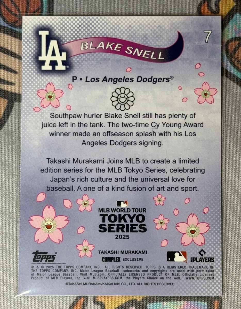 🌸 2025 Topps Tokyo Series Takashi Murakami BLAKE SNELL #7 Dodgers