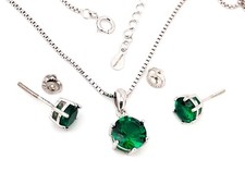 2ct Genuine Emerald Necklace Pendant Earrings Fine Jewelry HANDMADE PierreLorren