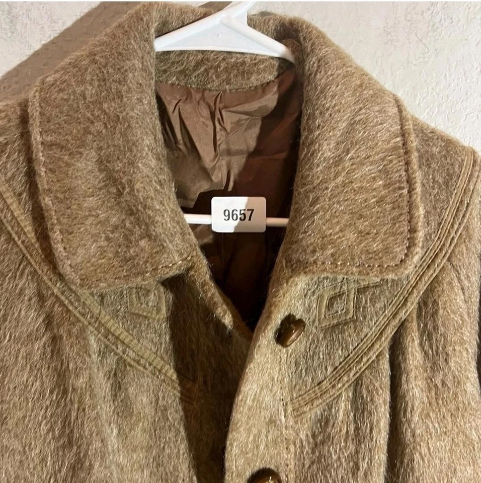 Vintage Adler Mode Coat Womens Medium Brown Llama Wool Blend Germany Long 80s - Image 4 of 4