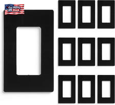 Black Matte Screwless Wall Plate Cover 10 Pack - 1-Gang Light Switch Cover Plate