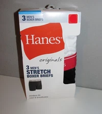 Mens Hanes Originals Stretch Boxer Briefs 3 PACK (Size 2XL) BRAND NEW W TAGS